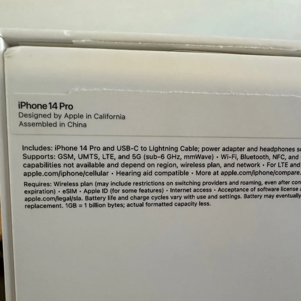 BOX ONLY for Apple iPhone 14 Pro in Deep Purple 256Gb